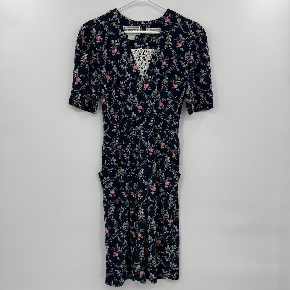 Karin Stevens‎ Vintage 80's Floral Prairie Cottagecore Dress Petite